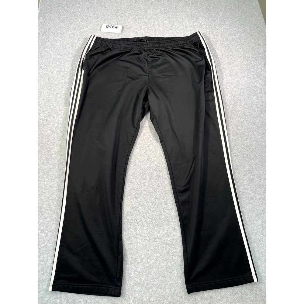 Adidas Track Pants Mens 4XLT Black Elastic Waist Flat Front Straight Leg Workout